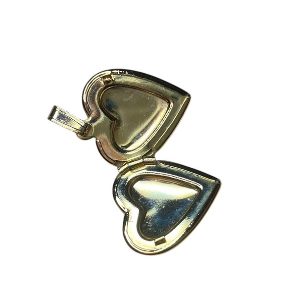 Small Vintage Heart Locket Pendant in Gold with Gold Attachment Loop 1/2” Length - Picture 4 of 4